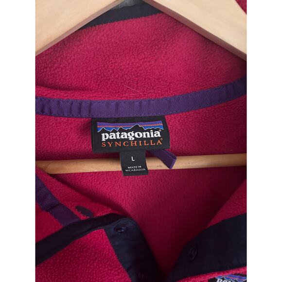 Patagonia Synchilla Snap-T Fleece Pullover Men’s Large Rare Pink w/ Purple Trim - Picture 4 of 11